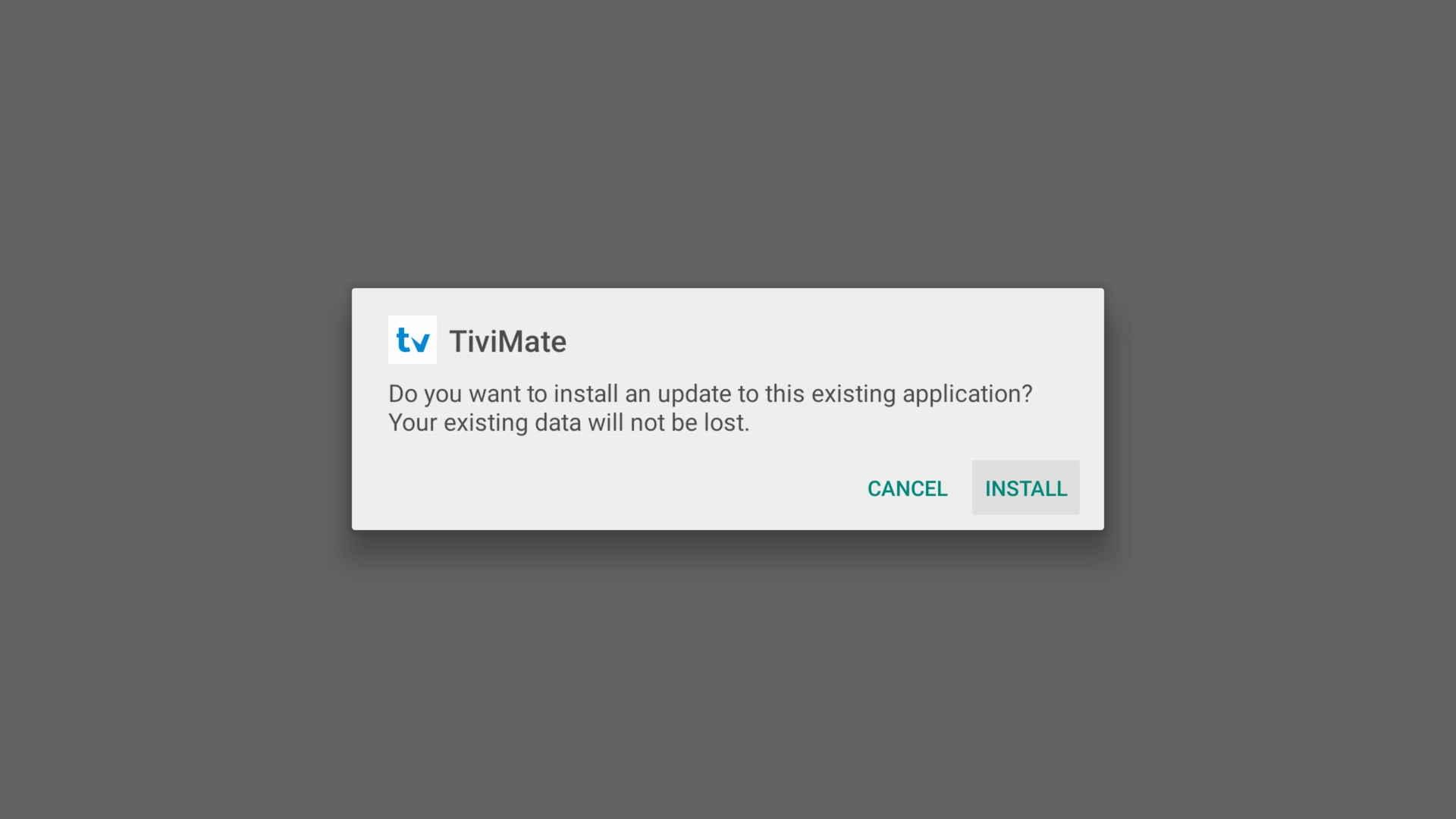 TiviMate install prompt